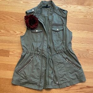 White House Black Market Khaki Utility Vest